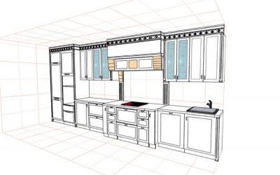 Dessin de la cuisine aux dimensions de toutes les armoires: auto-conception